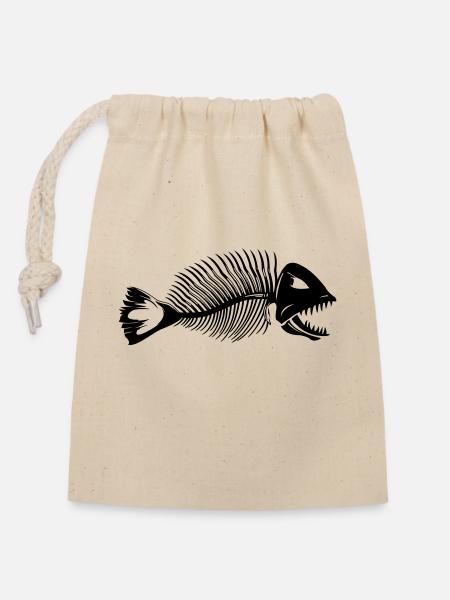 piranha - Verschließbarer Geschenkbeutel aus Baumwolle (14x20cm) - Natur