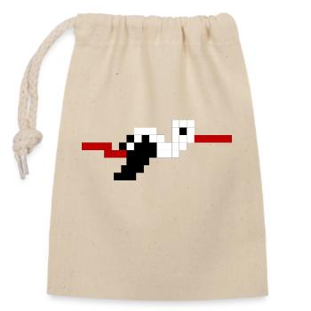 Cigogne Alsace Pixel #tshirtalsace #tshirtcigogne - Sac cadeau en coton avec cordon (14 x 20 cm) - nature - Devant