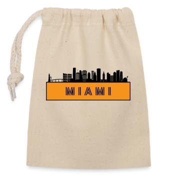 City Miami - America USA - Closable cotton gift bag (14x20cm) - nature - Front