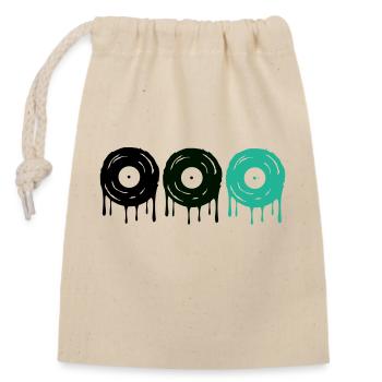 Records - Closable cotton gift bag (14x20cm) - nature - Front