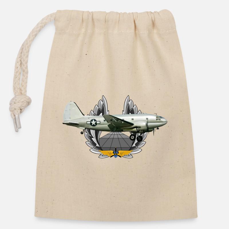 C-46 Commando - Sacchetto regalo richiudibile in cotone (14x20 cm) - natura
