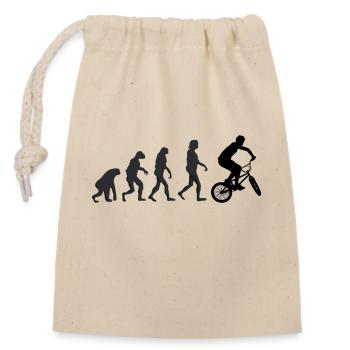 Fahrrad - Menschliche Evolution - Verschließbarer Geschenkbeutel aus Baumwolle (14x20cm) - Natur - Vorne