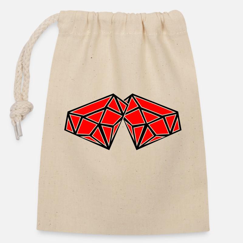 Diamants - Sac cadeau en coton avec cordon (14 x 20 cm) - nature