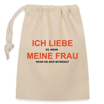 Cooles „Ich Liebe Meine Frau“ Design für Männer - Verschließbarer Geschenkbeutel aus Baumwolle (14x20cm) - Natur - Vorne
