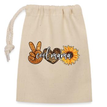 Cool Mama, Tournesol et imprimé léopard - Sac cadeau en coton avec cordon (14 x 20 cm) - nature - Devant