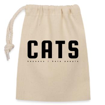 Cats - Closable cotton gift bag (14x20cm) - nature - Front