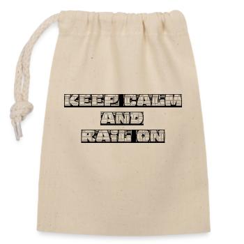 TRAINS - Closable cotton gift bag (14x20cm) - nature - Front