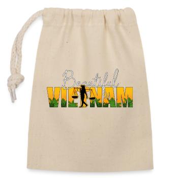 Vietnam Viet Bauern Reisfeld Flagge I Geschenk - Verschließbarer Geschenkbeutel aus Baumwolle (14x20cm) - Natur - Vorne