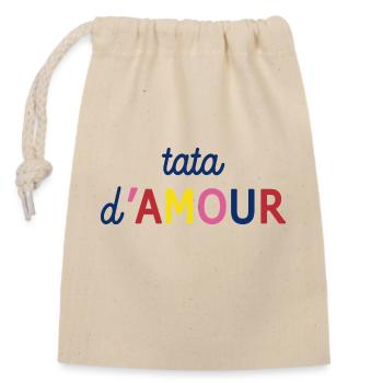 TATA D'AMOUR - Sac cadeau en coton avec cordon (14 x 20 cm) - nature - Devant