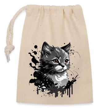 kleines Kätzchen, junge Katze - Verschließbarer Geschenkbeutel aus Baumwolle (14x20cm) - Natur - Vorne