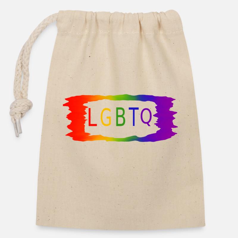 LGBTQ - Verschließbarer Geschenkbeutel aus Baumwolle (14x20cm) - Natur