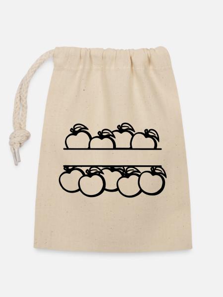 Äpfel Banner transparent - Verschließbarer Geschenkbeutel aus Baumwolle (14x20cm) - Natur