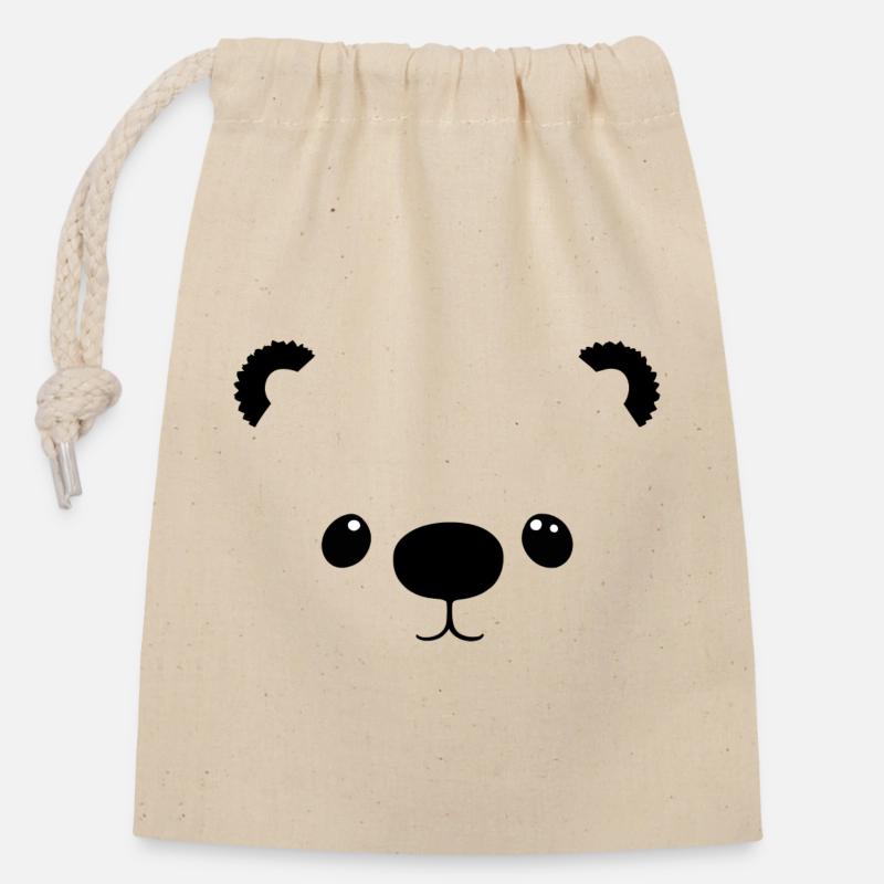 Cute Bear - Closable cotton gift bag (14x20cm) - nature