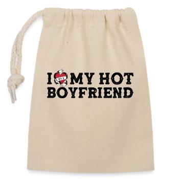 Vintage I Love My Hot Boyfriend I Heart My Hot BF - Closable cotton gift bag (14x20cm) - nature - Front