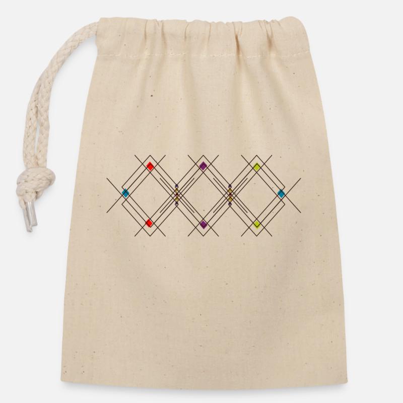 design berbère - Sac cadeau en coton avec cordon (14 x 20 cm) - nature