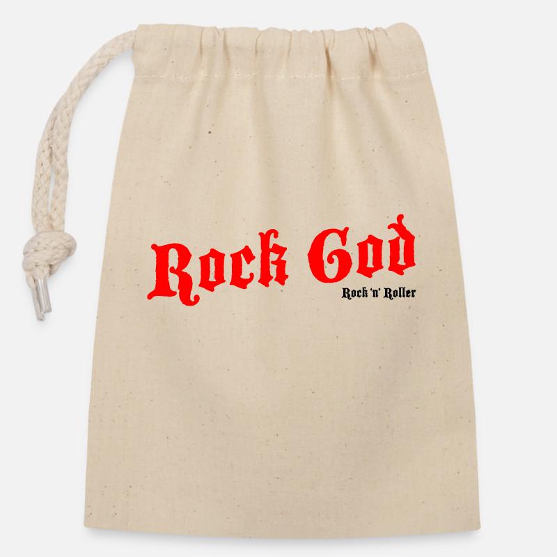 Dieu du rock - Sac cadeau en coton avec cordon (14 x 20 cm) - nature
