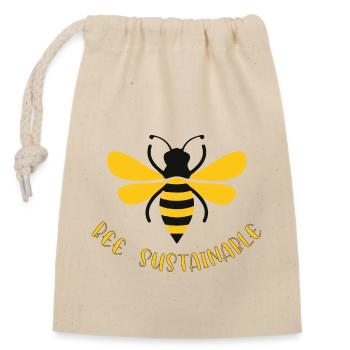 Bee sustainable - Verschließbarer Geschenkbeutel aus Baumwolle (14x20cm) - Natur - Vorne