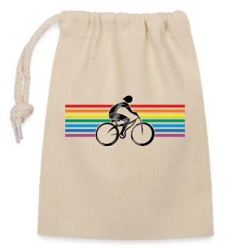 Cyclist - Closable cotton gift bag (14x20cm) - nature - Front