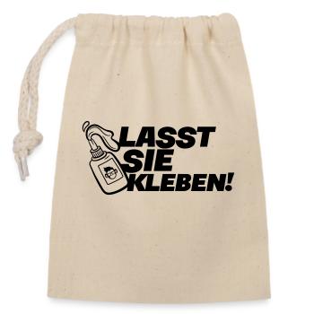 Klimakleber - lasst Sie kleben - Verschließbarer Geschenkbeutel aus Baumwolle (14x20cm) - Natur - Vorne