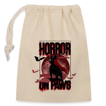 Horror on Paws | Gruseliger Hund vor Blutmond - Verschließbarer Geschenkbeutel aus Baumwolle (14x20cm) - Natur - Vorne