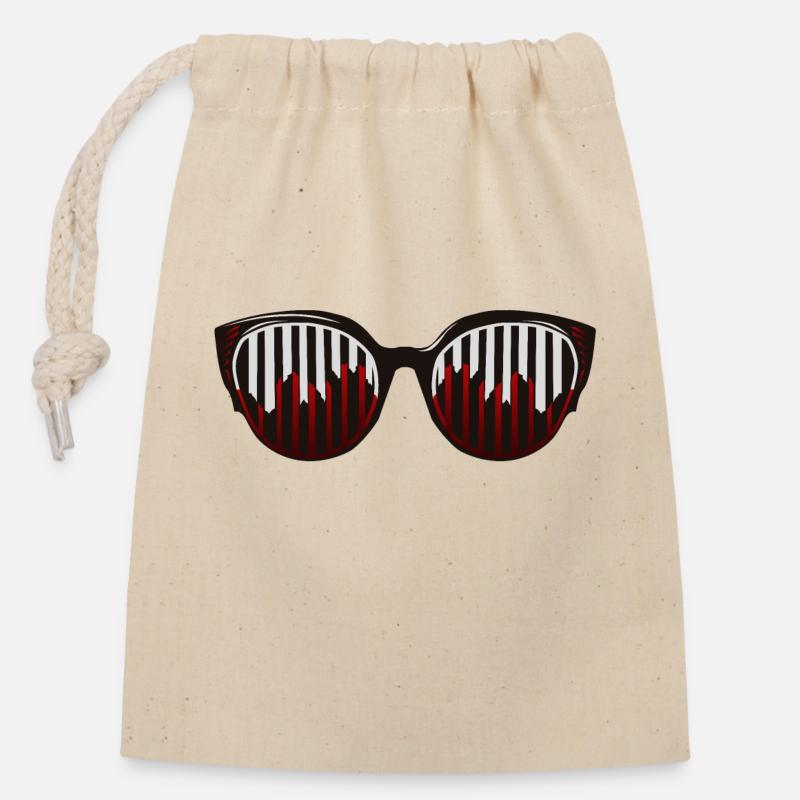 fun cool sunglasses 6 B - Closable cotton gift bag (14x20cm) - nature
