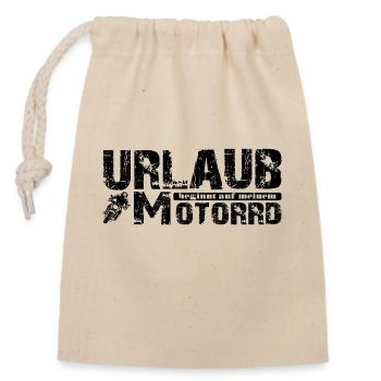 Urlaub beginnt auf meinem Motorrad Biker Spruch - Verschließbarer Geschenkbeutel aus Baumwolle (14x20cm) - Natur - Vorne