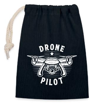 Pilote de drone - Sac cadeau en coton avec cordon (14 x 20 cm) - bleu marine - Devant