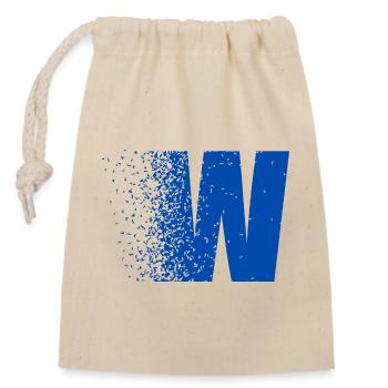 W fragmenté en bleu gras - Sac cadeau en coton avec cordon (14 x 20 cm) - nature - Devant