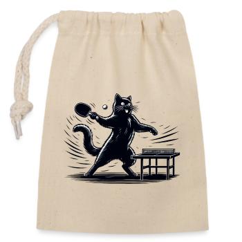 Table Tennis Katze Pingpong Black Cat Dad Outfit - Closable cotton gift bag (14x20cm) - nature - Front