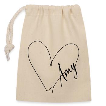 Amy Nom Ligne de coeur - Sac cadeau en coton avec cordon (14 x 20 cm) - nature - Devant