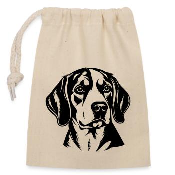 Tête de chien Beagle - Sac cadeau en coton avec cordon (14 x 20 cm) - nature - Devant