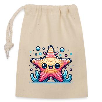 Amigurumi star diving in the water - Closable cotton gift bag (14x20cm) - nature - Front