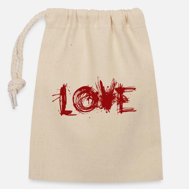LOVE yes - white background - Closable cotton gift bag (14x20cm) - nature