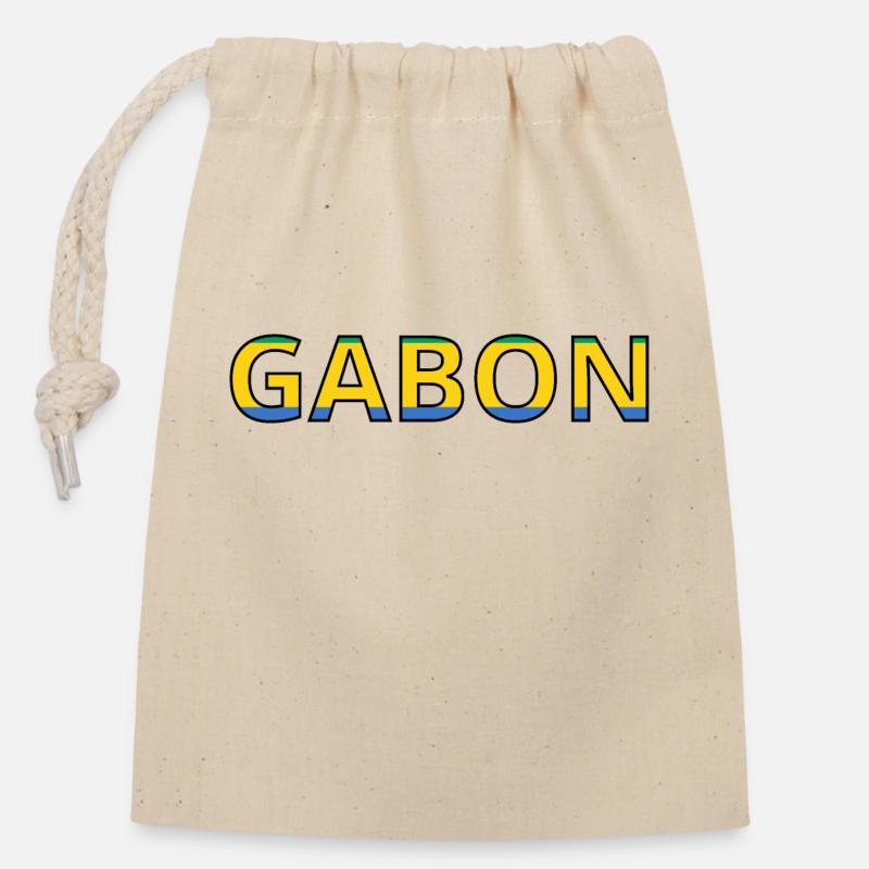 Drapeau Gabon - Sac cadeau en coton avec cordon (14 x 20 cm) - nature