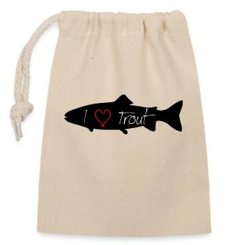 I loveTrout black - Closable cotton gift bag (14x20cm) - nature - Front
