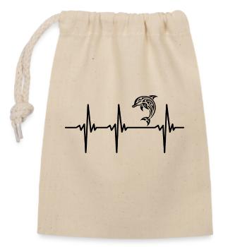 Heartbeat for cuddly dolphins - Closable cotton gift bag (14x20cm) - nature - Front