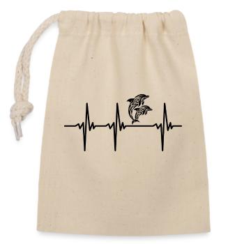Heartbeat for two jumping dolphins - Closable cotton gift bag (14x20cm) - nature - Front