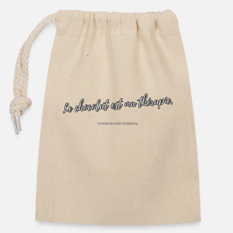 Chocolate Therapy - Closable cotton gift bag (14x20cm) - nature