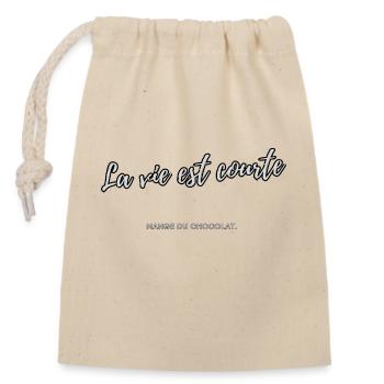 La vie est courte - Sac cadeau en coton avec cordon (14 x 20 cm) - nature - Devant