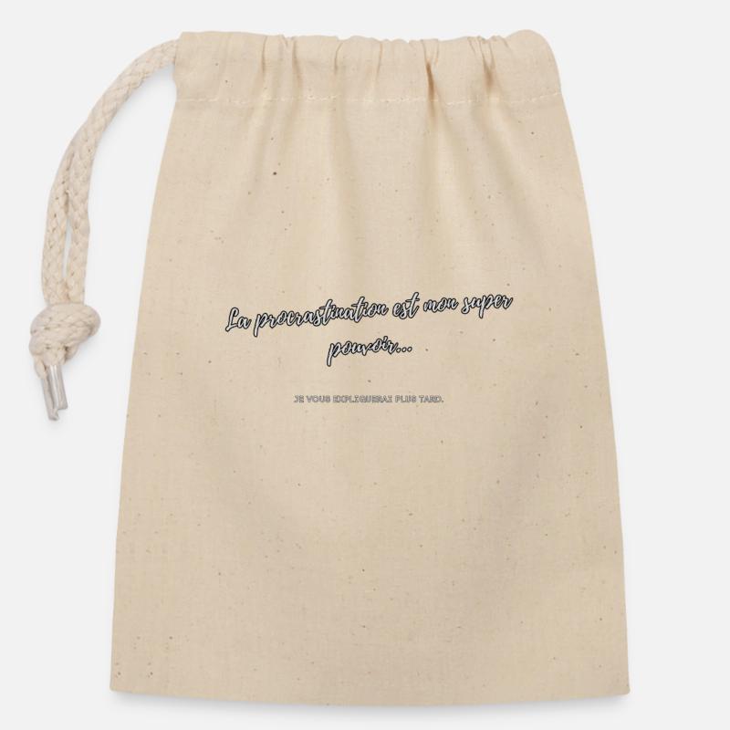 Procrastination - Sac cadeau en coton avec cordon (14 x 20 cm) - nature