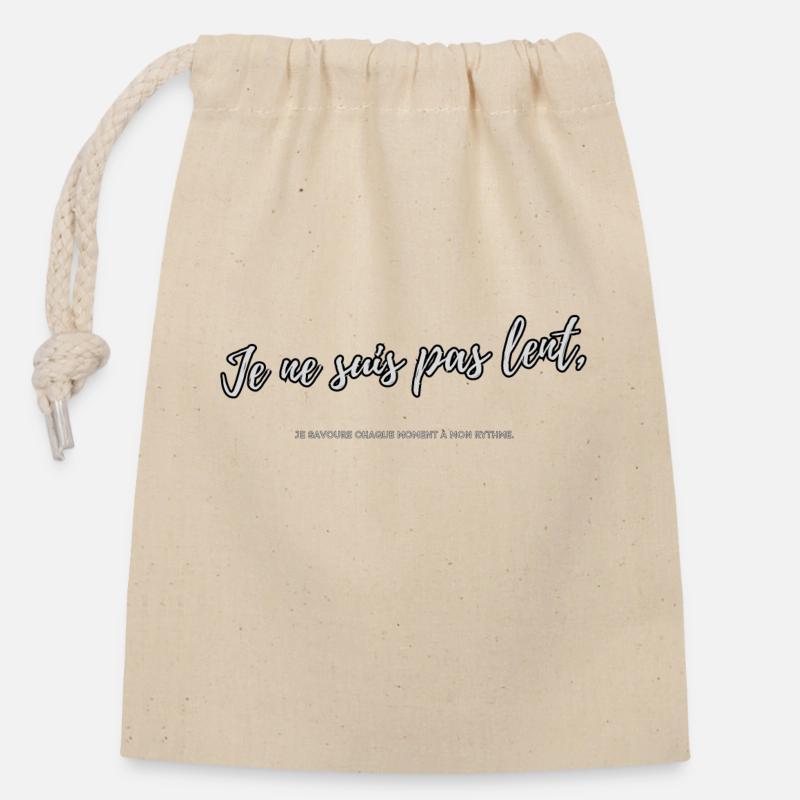 Slow - Closable cotton gift bag (14x20cm) - nature