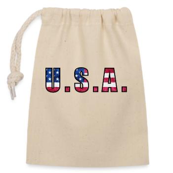 USA _ 01 - Closable cotton gift bag (14x20cm) - nature - Front
