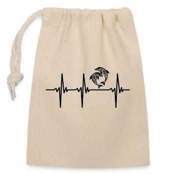 Heartbeat for two elegant dolphins - Closable cotton gift bag (14x20cm) - nature - Front