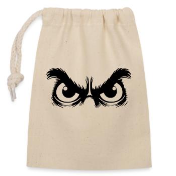 Owl eyes with stubborn gaze - Closable cotton gift bag (14x20cm) - nature - Front
