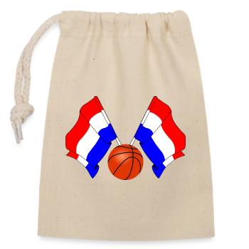 Deux drapeaux néerlandais avec un ballon de basket - Sac cadeau en coton avec cordon (14 x 20 cm) - nature - Devant