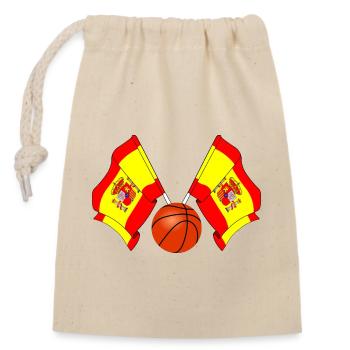 Zwei spanische Flaggen kreuzten Basketball Spanien - Verschließbarer Geschenkbeutel aus Baumwolle (14x20cm) - Natur - Vorne