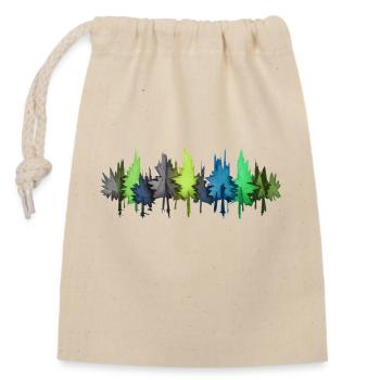 Bunter Wald Bäume bunt - Verschließbarer Geschenkbeutel aus Baumwolle (14x20cm) - Natur - Vorne