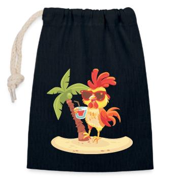 Rooster Summer Beach Vacation - Closable cotton gift bag (14x20cm) - navy - Front