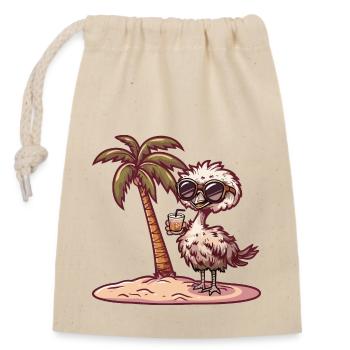Ostrich Summer Beach Vacation - Closable cotton gift bag (14x20cm) - nature - Front