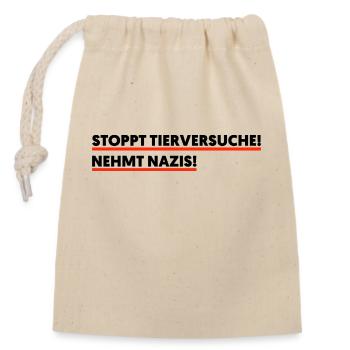 Stoppt Tierversuche - Verschließbarer Geschenkbeutel aus Baumwolle (14x20cm) - Natur - Vorne